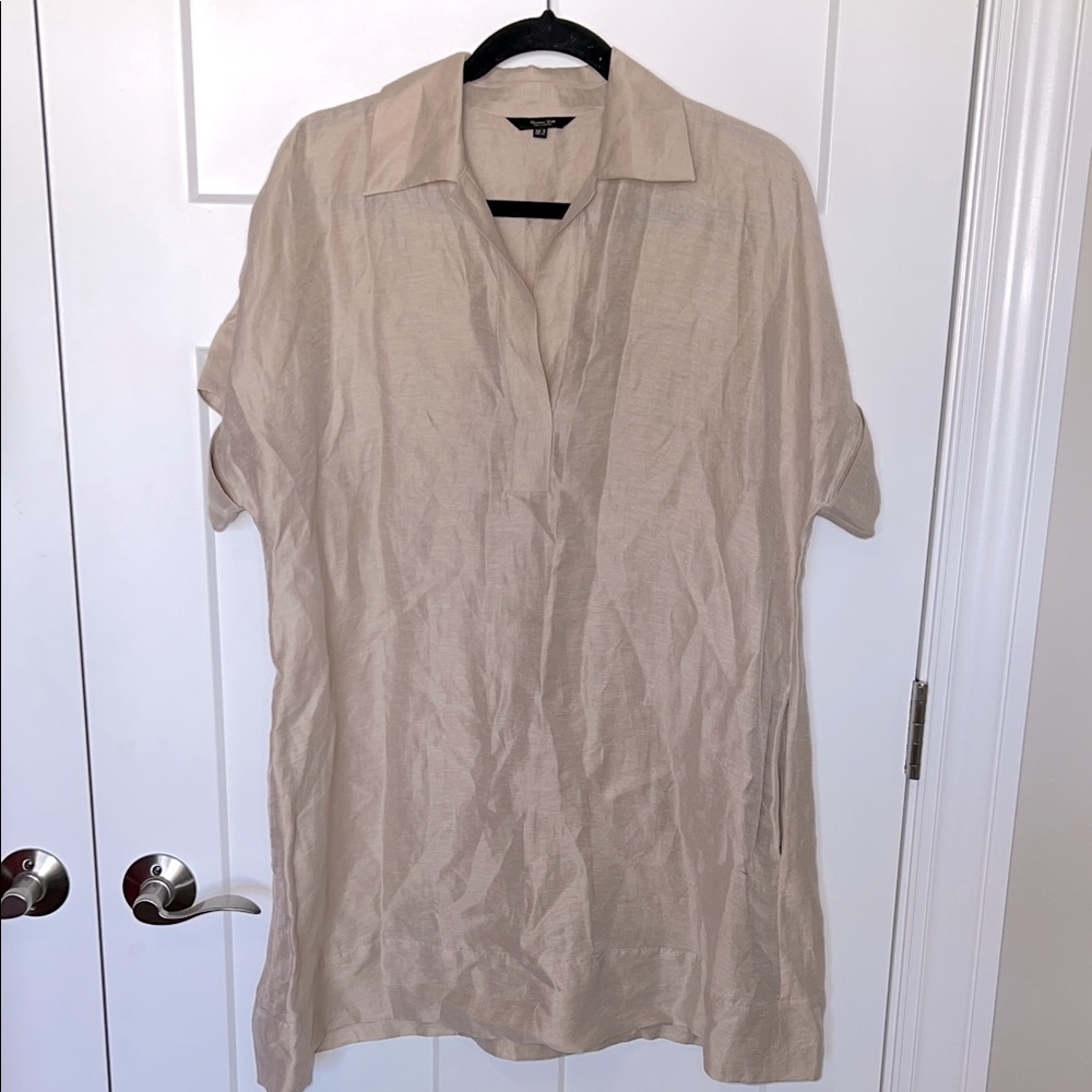 NWOT Massimo Dutti Short Sleeve Pocketed Linen Shirt Dress
